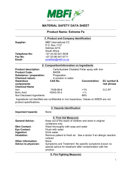 MATERIAL SAFETY DATA SHEET Product Name: Extreme Fe