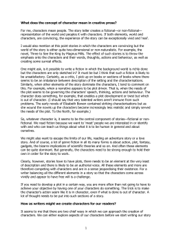 1 What does the concept of character mean in creative prose? For