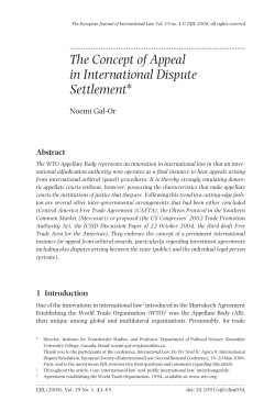 The Concept of Appeal in International Dispute Settlement *