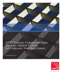 Commercial Paper Liquidity Support Criteria for