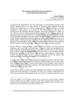 The translation of Spanish American Literature: An inevitable