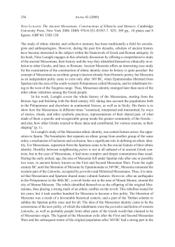 Arctos 43 (2009) 256 NINO LURAGHI: The Ancient Messenians