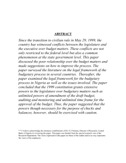 ABSTRACT Since the transition to civilian rule in May 29, 1999, the