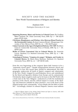 SOCIETY AND THE SACRED New World Transformations of