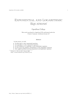 Exponential and Logarithmic Equations