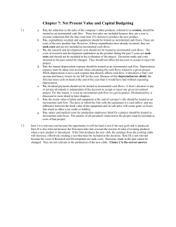 Chapter 7: Net Present Value and Capital Budgeting