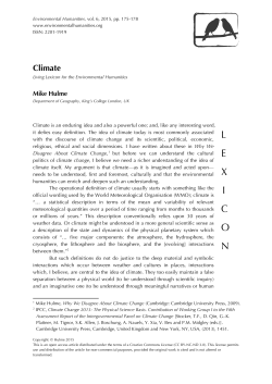 Climate - Environmental Humanities