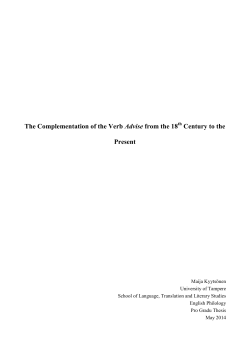 The Complementation of the Verb Advise from the 18