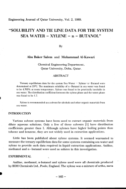 Solubility and Tie Line Data for The System Sea Water - Xylene