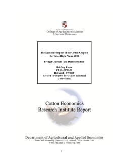 1 The Economic Impact of the Cotton Crop on the