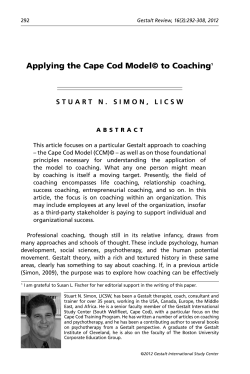 Applying the Cape Cod Model© to Coaching1