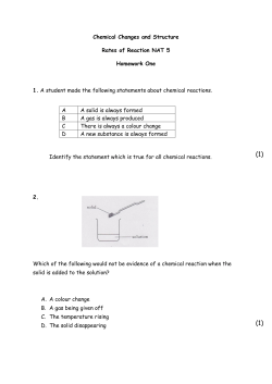 Chemical Changes and Structure Rates of Reaction NAT 5