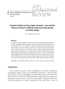 People`s beliefs on the origins of talent &ndash; the implicit theory of talent