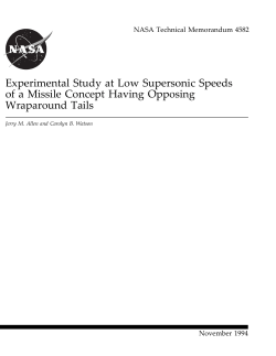Experimental Study at Low Supersonic Speeds of a Missile Concept