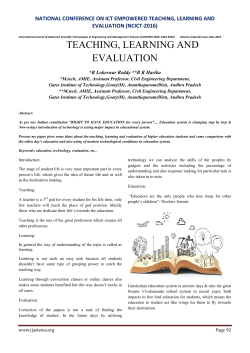 teaching, learning and evaluation