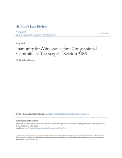 Immunity for Witnesses Before Congressional Committees: The