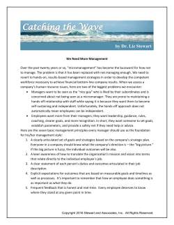 by Dr. Liz Stewart - Stewart and Associates, Inc.