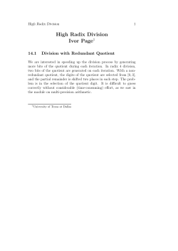 High Radix Division Ivor Page1 - The University of Texas at Dallas