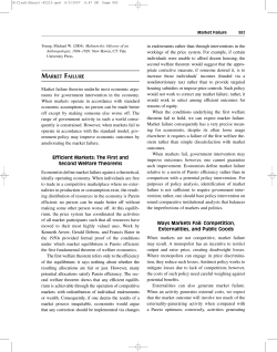 MARKET FAILURE Efficient Markets: The First and Second Welfare