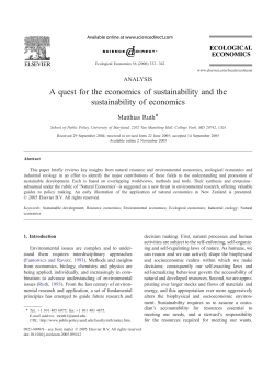 A quest for the economics of sustainability and the