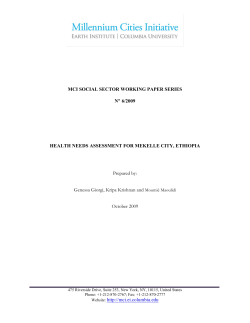 Health Needs Assessment for Mekelle, Ethiopia