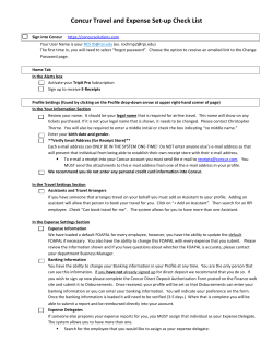 Concur Travel and Expense Set-up Check List