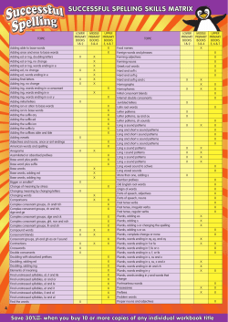 SUCCESSFUL SPELLING SKILLS MATRIX