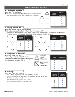 A Menu of Pattern Activities 3 4 5 12 15 18 4 5 13 17 21 4 5 7 9 11