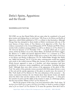 Defoe`s Spirits, Apparitions and the Occult