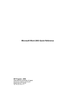 Microsoft Word 2003 Quick Reference