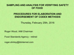 SAMPLING AND ANALYSIS FOR VERIFYING SAFETY OF FOOD