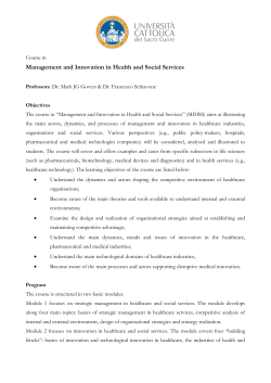 Management and Innovation in Health and Social Services