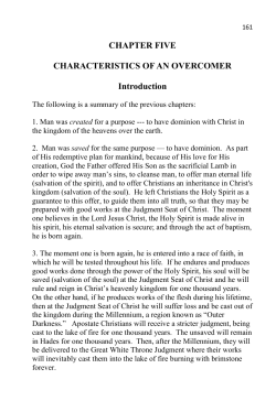 CHAPTER FIVE CHARACTERISTICS OF AN OVERCOMER