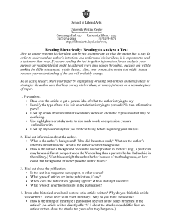 Reading Rhetorically - IU School of Liberal Arts @ IUPUI