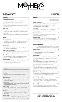 LUNCH BREAKFAST - Mother`s Juice Cafe