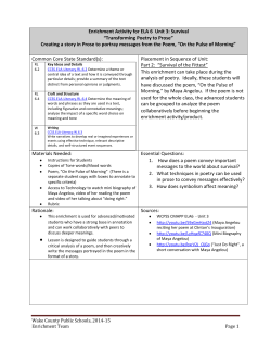 Enrichment Activity for ELA 6 Unit 3: Survival &ldquo;Transforming Poetry to