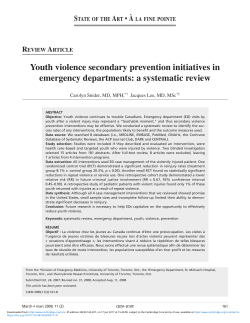 Youth violence secondary prevention initiatives in emergency