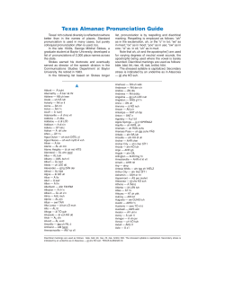 Texas Almanac Pronunciation Guide
