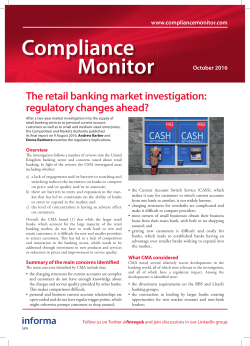 The retail banking market investigation: regulatory changes ahead?