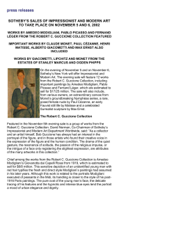 sotheby`s sales of impressionist and modern art to take place on