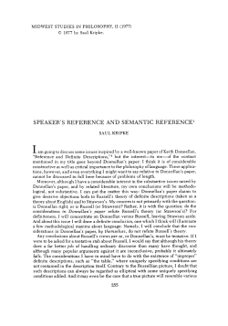 SPEAKER`S REFERENCE and SEMANTIC REFERENCE1