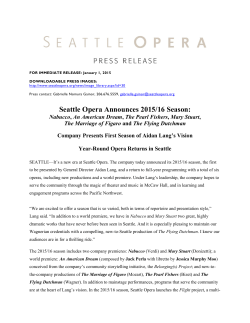Seattle Opera Announces 2015/16 Season: