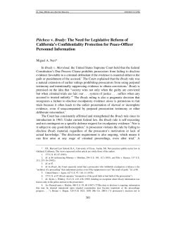 Pitchess v. Brady: The Need for Legislative Reform of California`s
