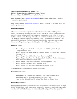 Richard Wright: Literature, Philosophy, and Politics