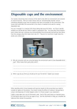 Disposable cups and the environment