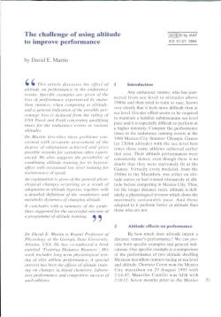 The challenge of using altitude to improve performance