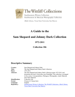 A Guide to the Sam Shepard and Johnny Dark Collection