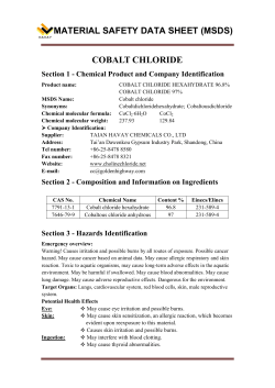 MATERIAL SAFETY DATA SHEET (MSDS) COBALT CHLORIDE