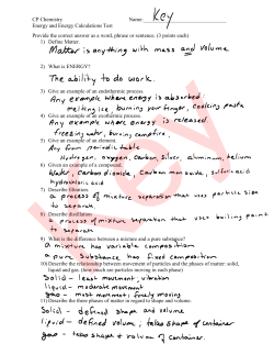 Energy and Energy calculations Test (11