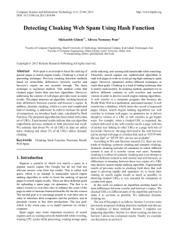 Detecting Cloaking Web Spam Using Hash Function